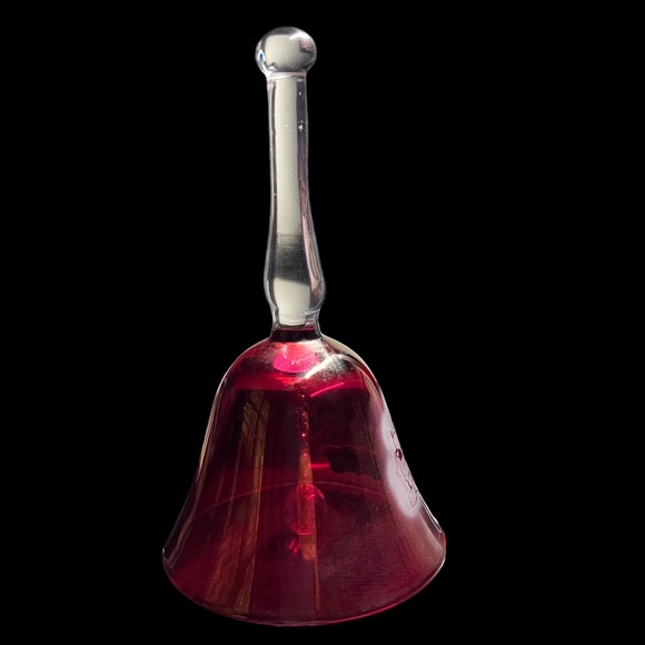 Vintage Walt DisneyWorld Crystal Arts Etched Red Mickey Mouse Bell - Picture 5 of 5